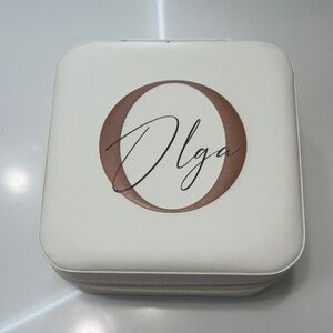 Jewelry Travel Case - White with Rose Gold Logo